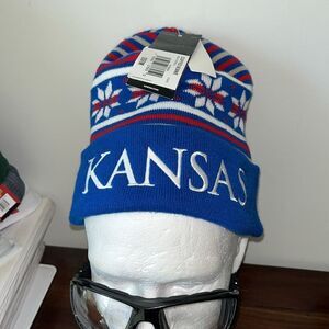 Kansas Jayhawks RockChalk Jayhawk snowflake beanie ski snowboard knit cap hat